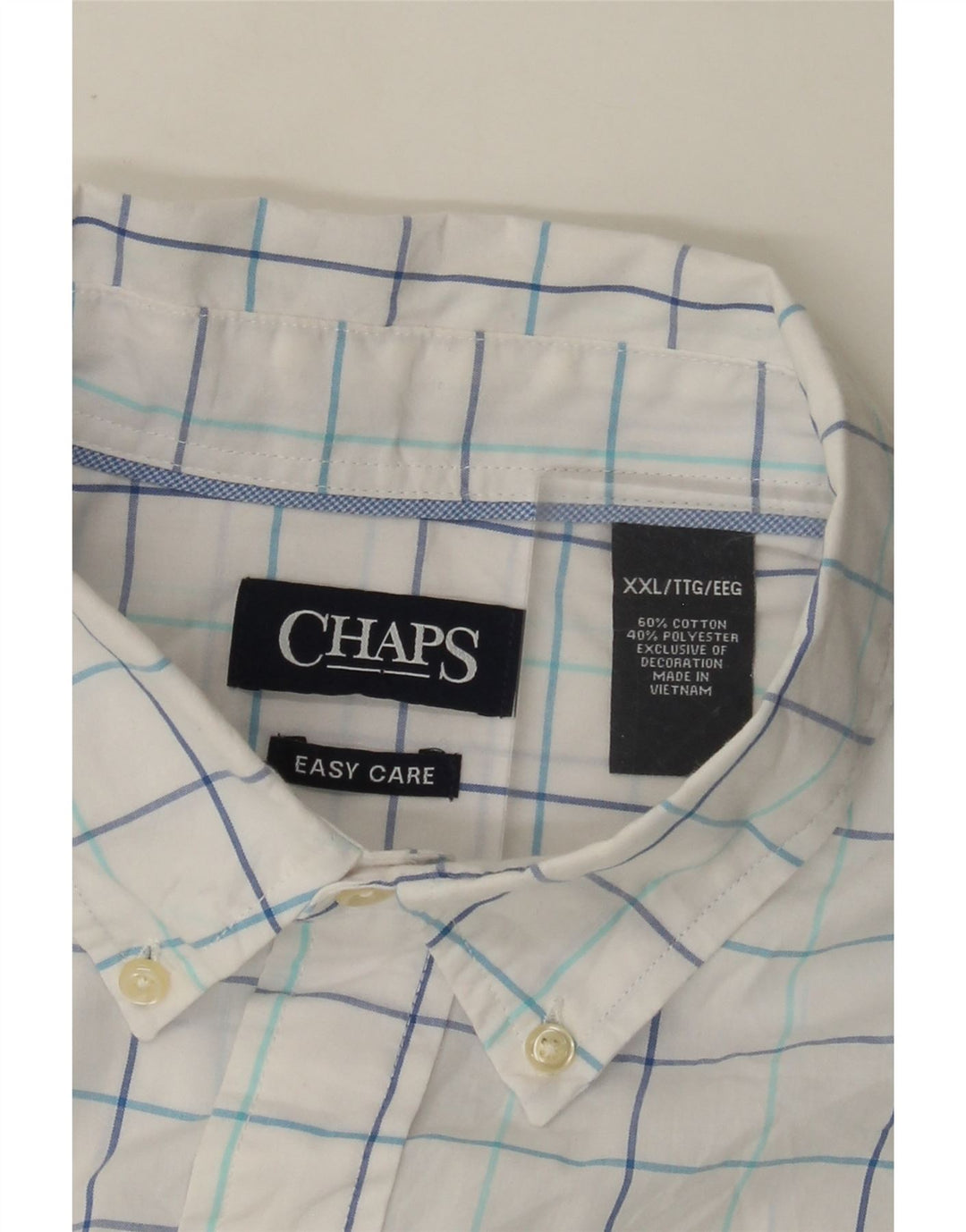 Camisa masculina de manga curta CHAPS 2XL algodão xadrez branco
