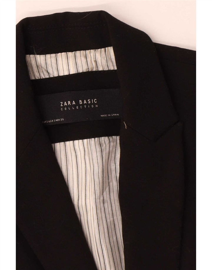 Jaqueta blazer feminina Zara com 1 botão Reino Unido 10 pequeno poliéster preto
