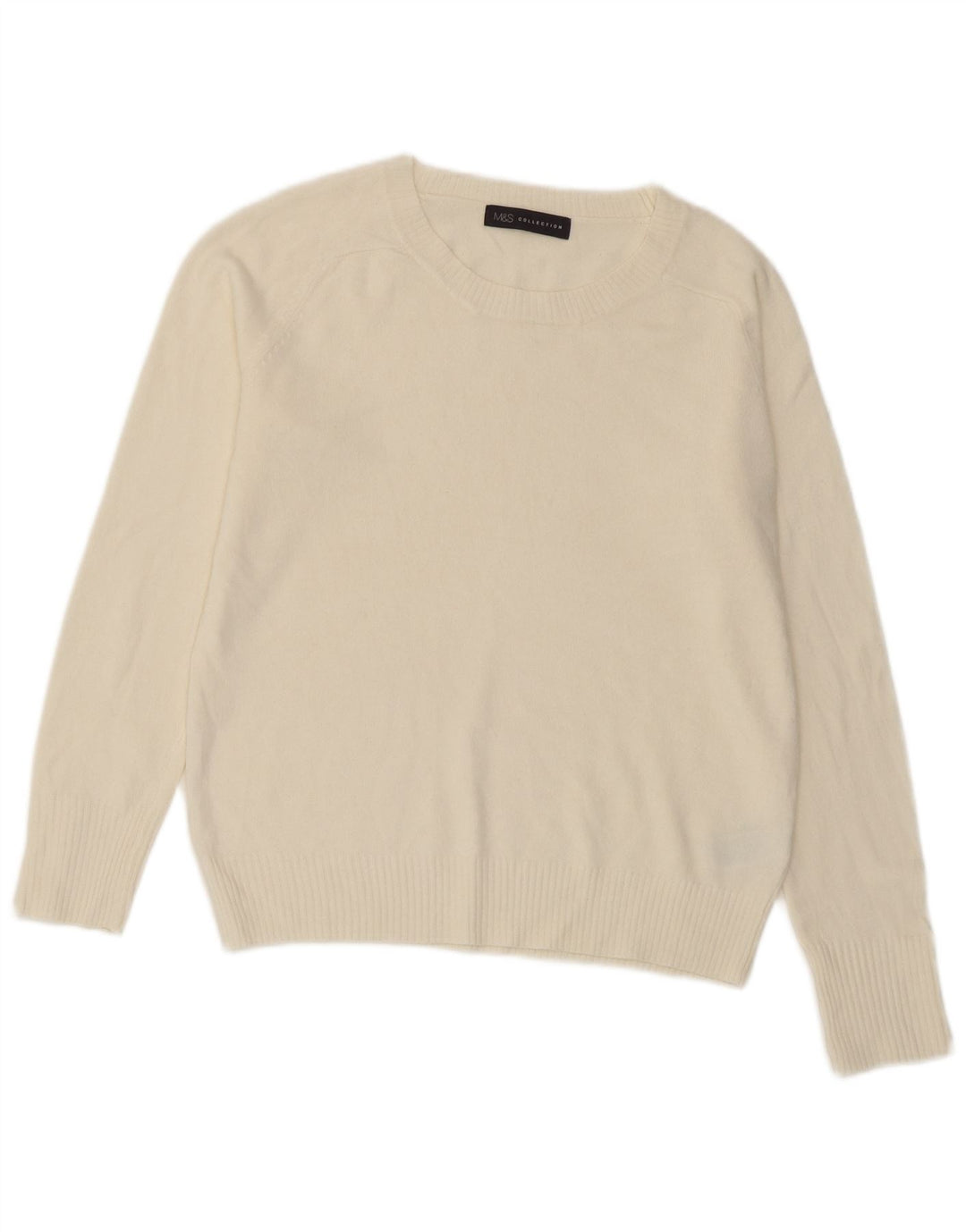 Suéter feminino Marks & Spencer com gola redonda UK 10 pequeno off white
