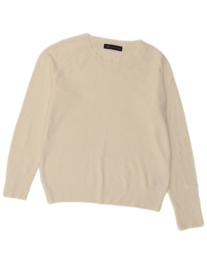 Suéter feminino Marks & Spencer com gola redonda UK 10 pequeno off white