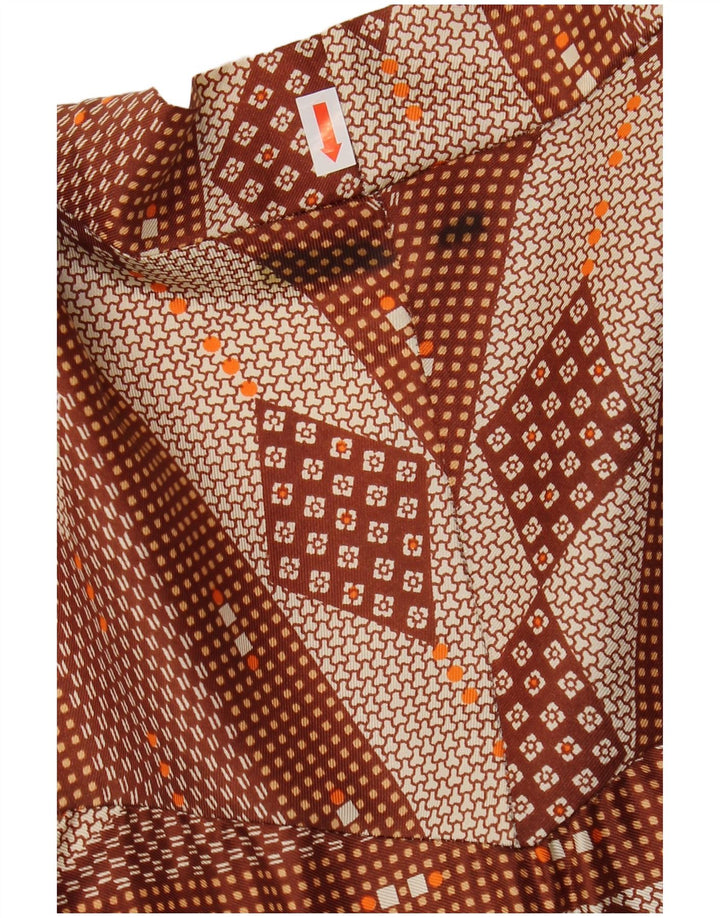 Vestido maxi feminino vintage UK 12 marrom médio Argyle/Diamante