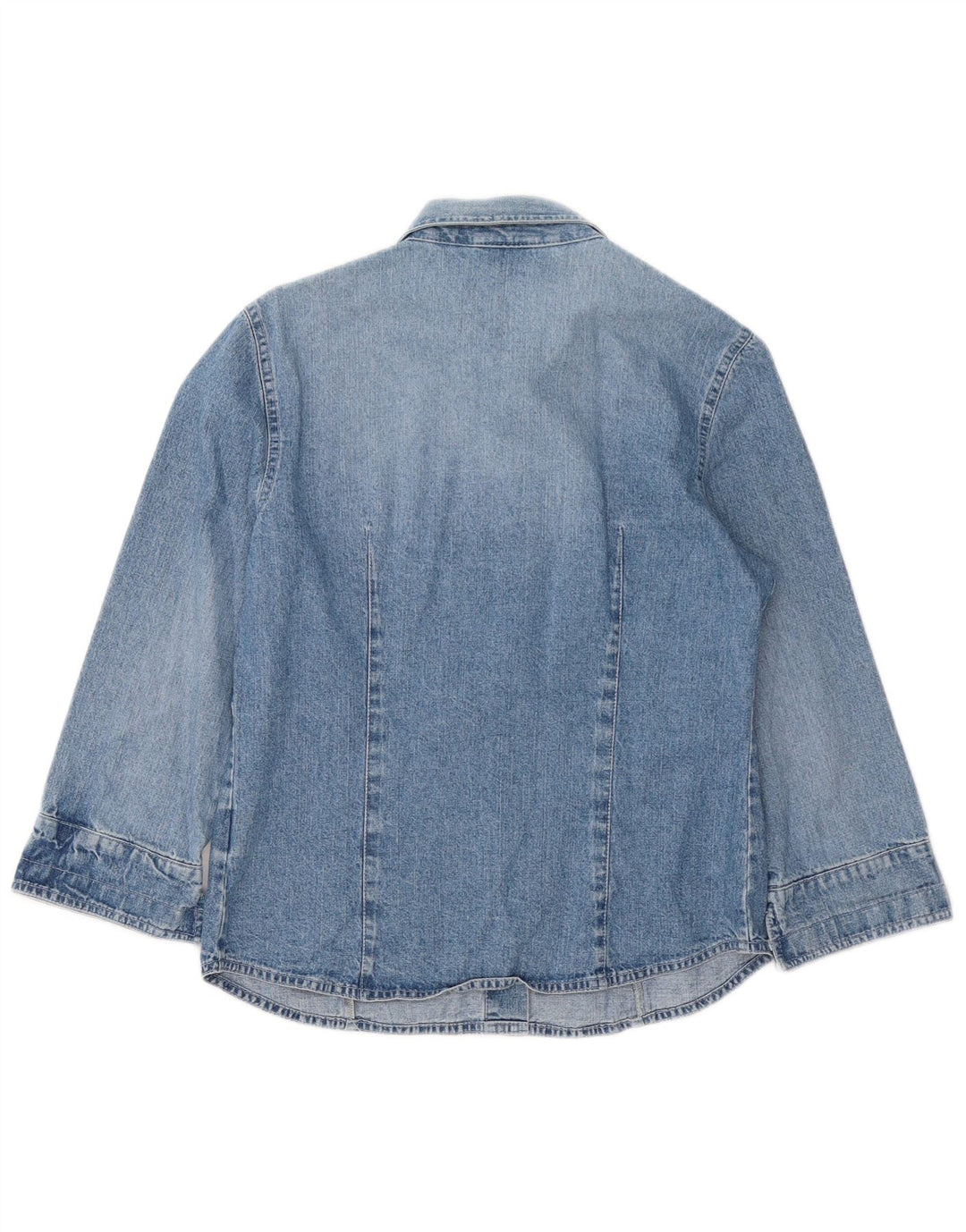 Camisa jeans feminina manga 3/4 IT 46 grande algodão azul