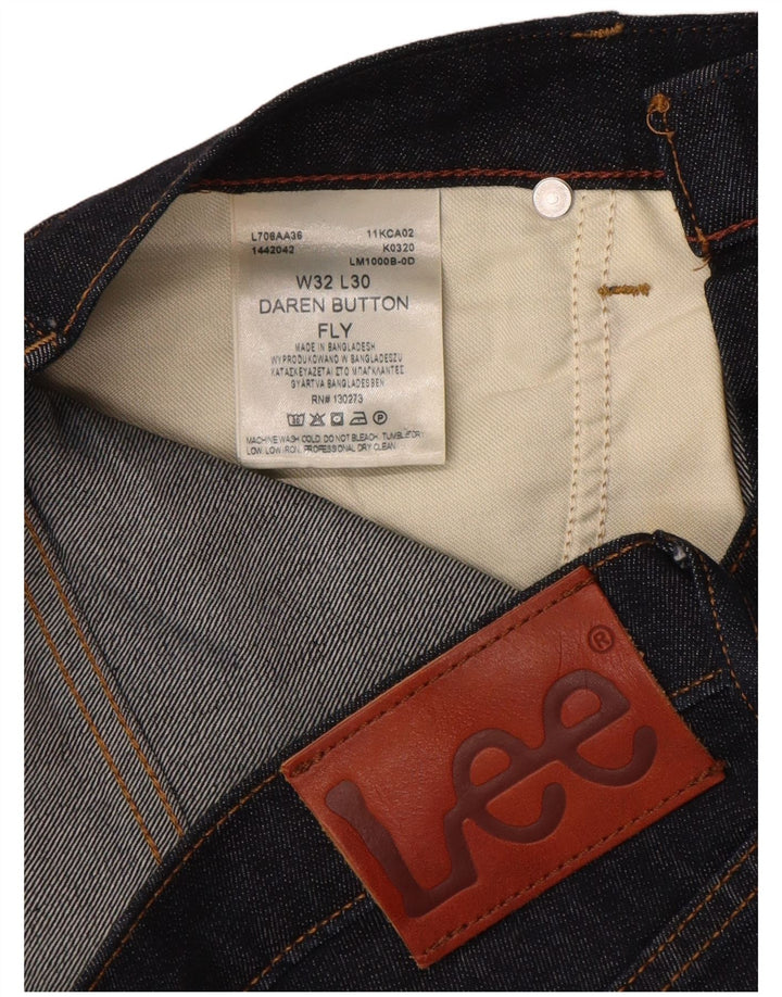Lee Mens Straight Jeans W32 L30 Azul Marinho Algodão