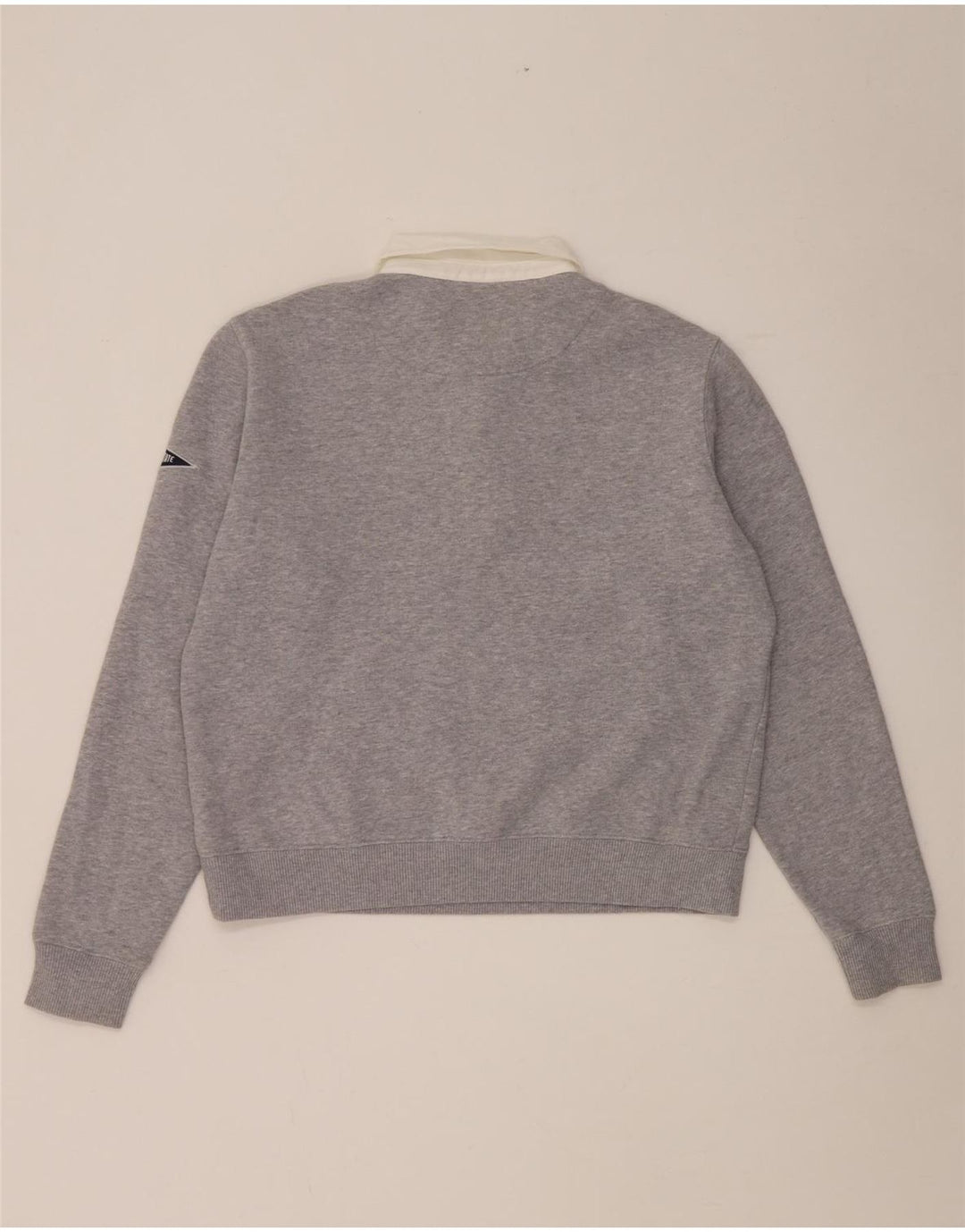 Suéter Superdry feminino com gola polo oversized UK 12 cinza médio