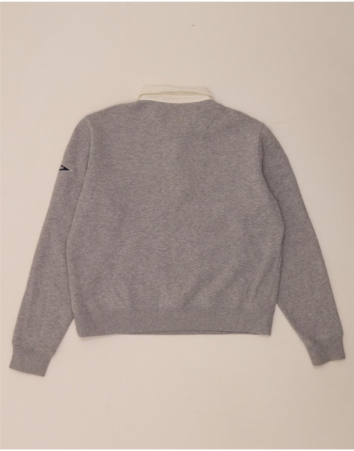 Suéter Superdry feminino com gola polo oversized UK 12 cinza médio