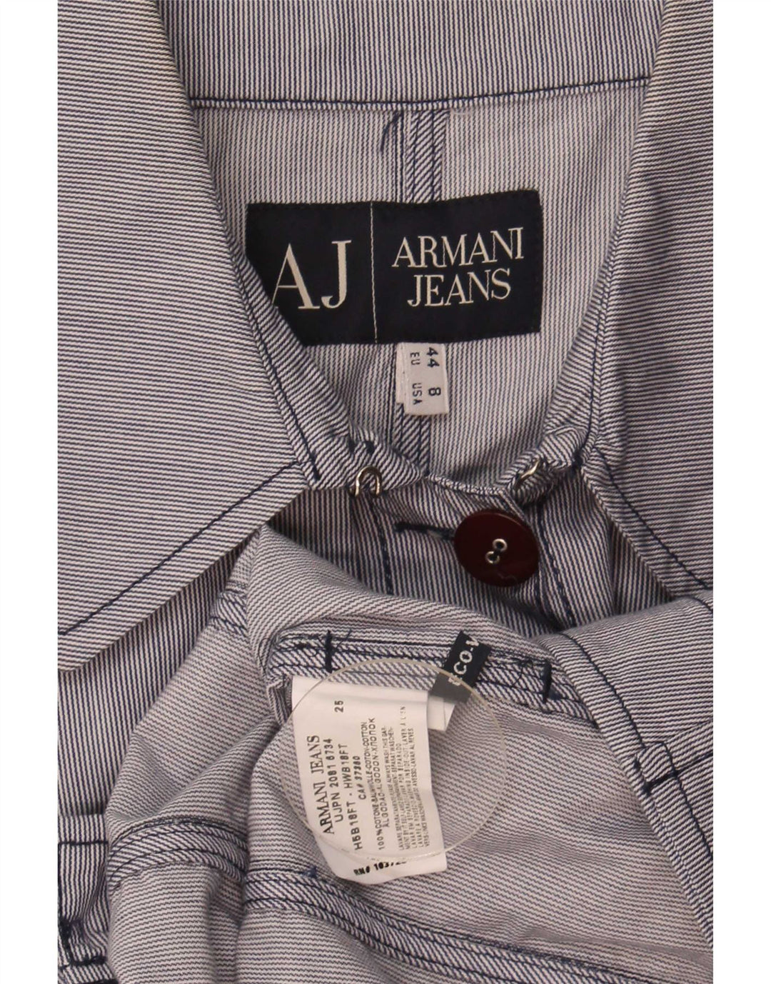 Jaqueta bomber feminina Armani Jeans EUA 8 algodão listrado azul médio