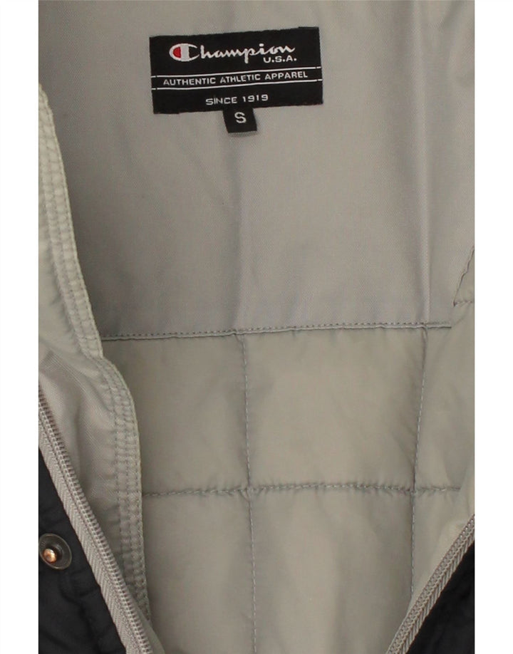 CHAMPION Mens Padded Jacket UK 36 Small Black Colourblock Vintage Champion and Second-Hand Champion from Messina Hembry 