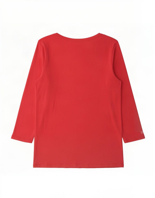 Top feminino Benetton manga comprida UK 12 rosa médio