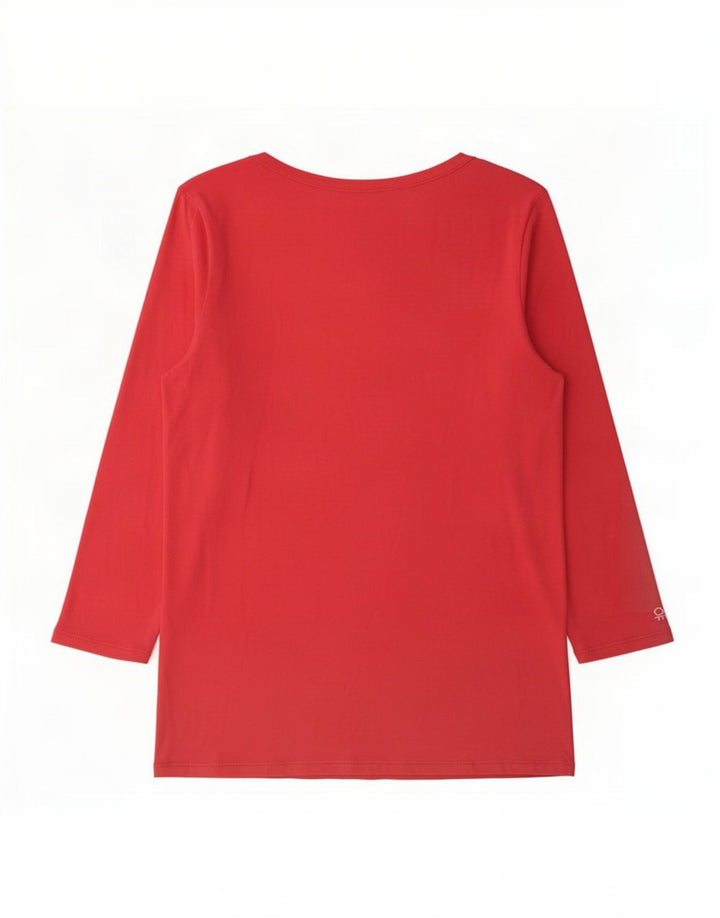 Top feminino Benetton manga comprida UK 12 rosa médio