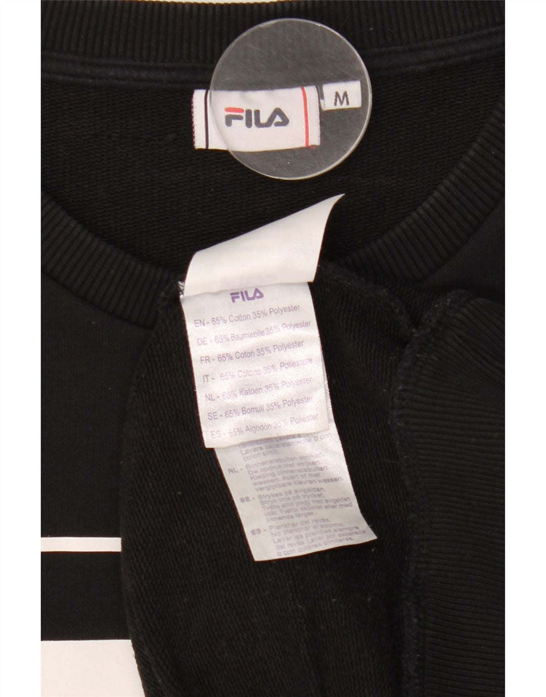 Fila feminino gráfico moletom jumper UK 14 médio algodão preto