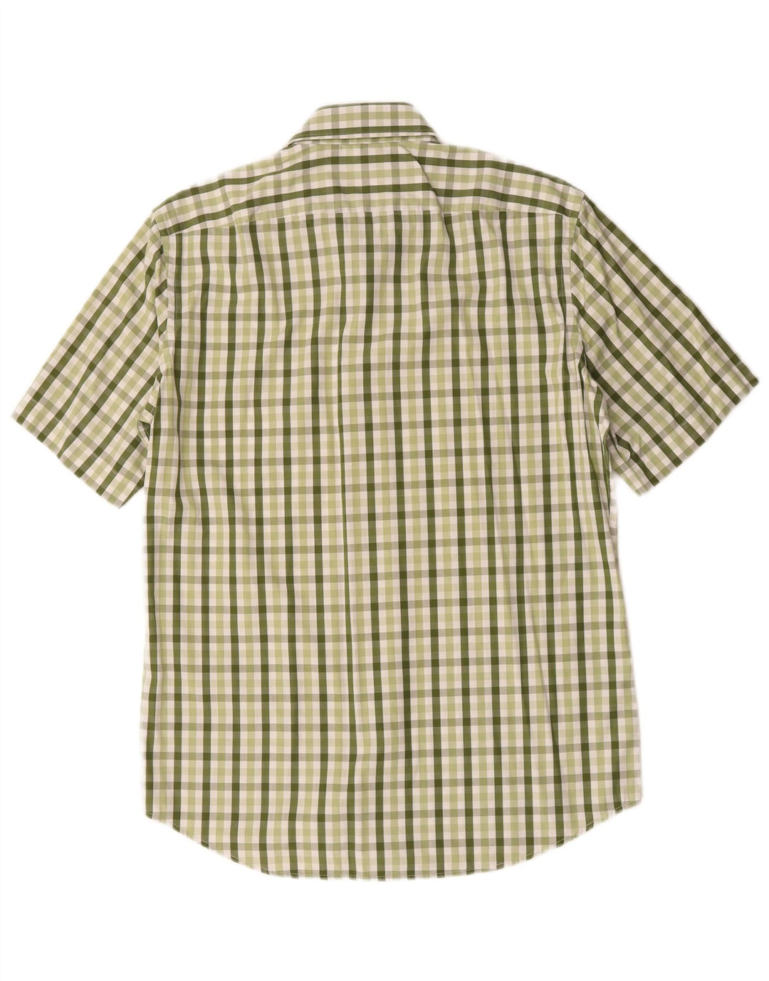 Camisa masculina de manga curta Hugo Boss tamanho 40 15 3/4 verde médio guingão