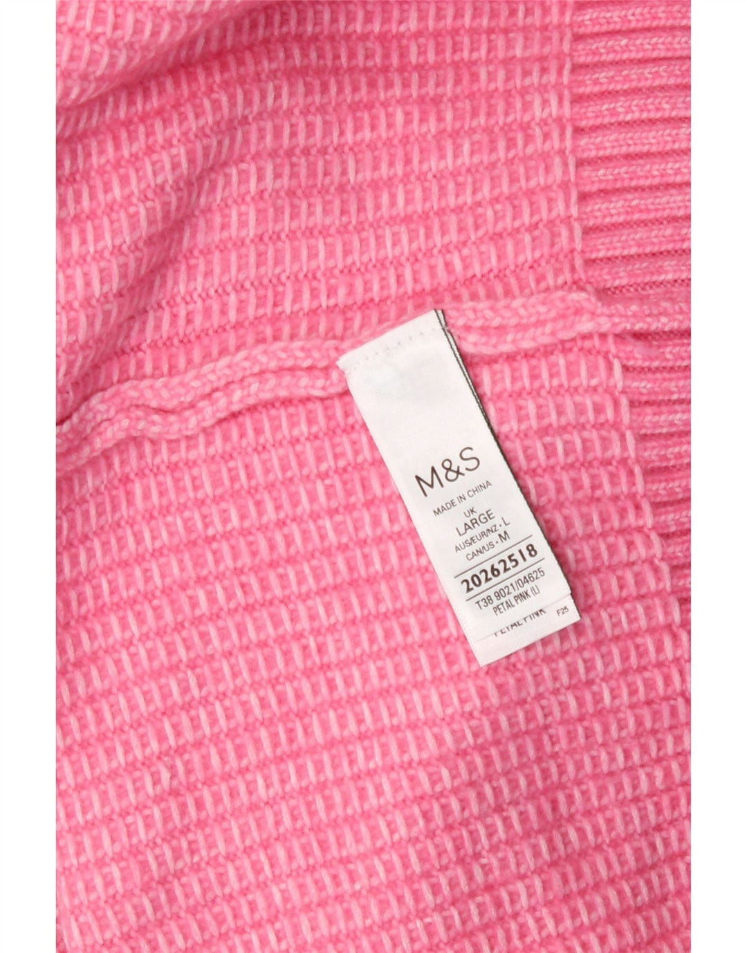 Suéter feminino Marks & Spencer com gola redonda Reino Unido 16 grande poliéster rosa