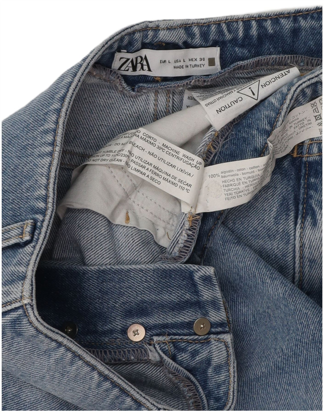 Saia jeans feminina ZARA grande W32 algodão azul