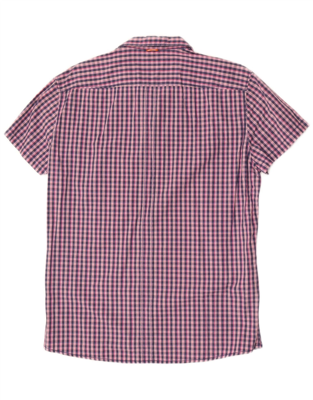 Camisa masculina de manga curta Hugo Boss grande rosa guingão