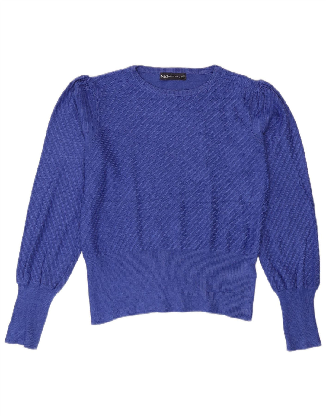 Suéter feminino Marks & Spencer com gola canoa e viscose azul médio Reino Unido 12