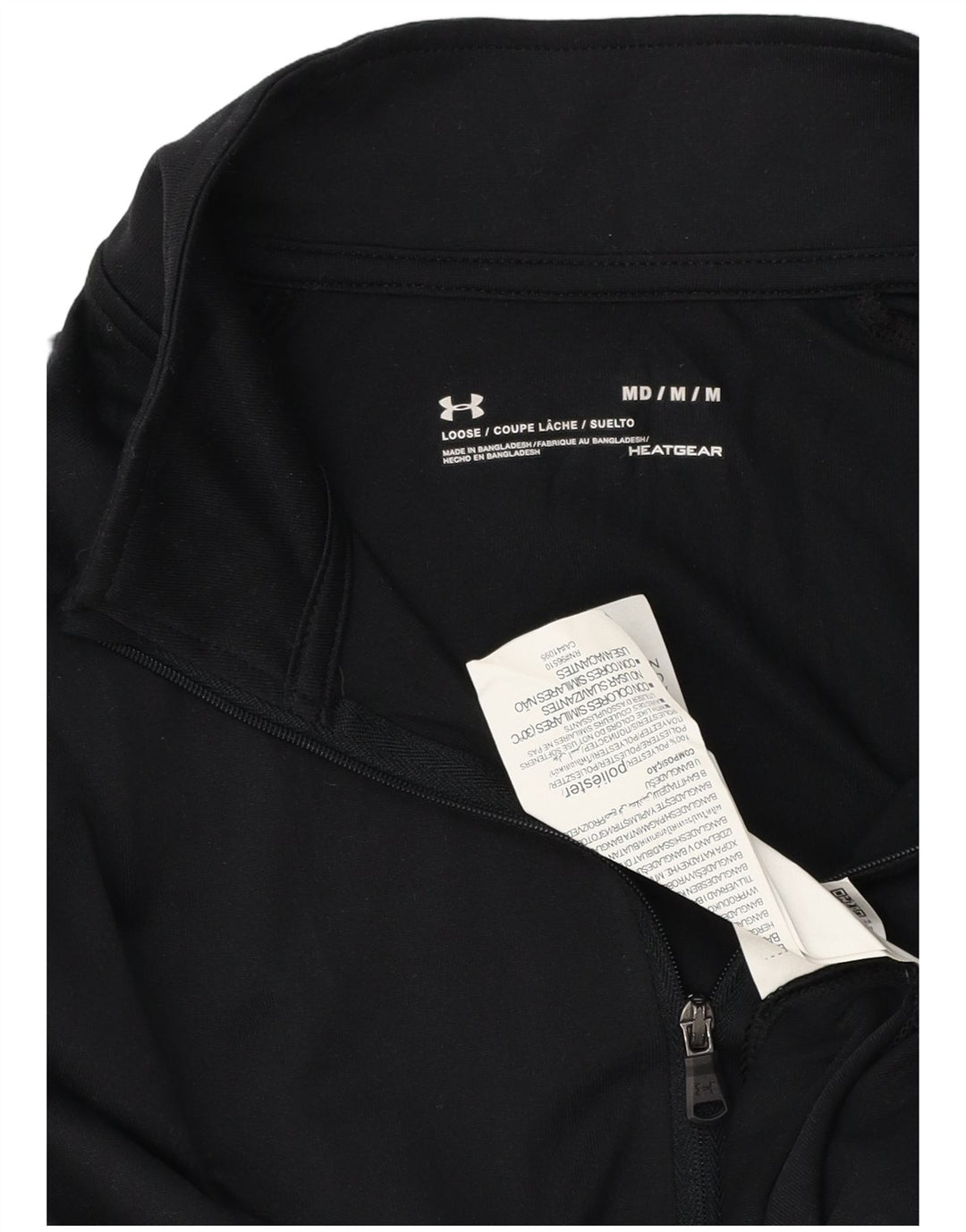 Under Armour Masculino Heat Gear Zip Neck Pulôver Treino Top Médio Preto