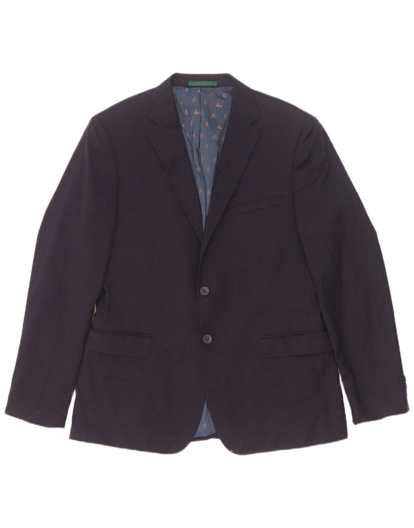 Jaqueta blazer masculina Ted Baker com ajuste moderno de 2 botões, tamanho 42 XL, azul marinho, lã