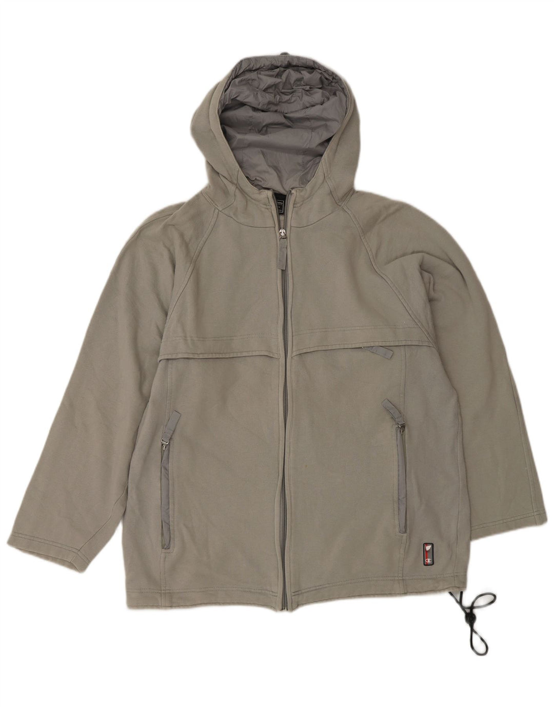 Suéter masculino com capuz e zíper CHAMPION algodão cinza médio