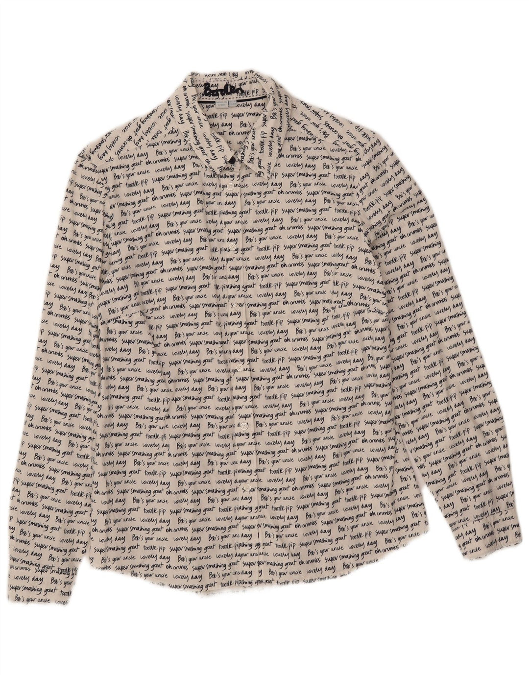 Camisa gráfica feminina Boden UK 10 algodão branco pequeno