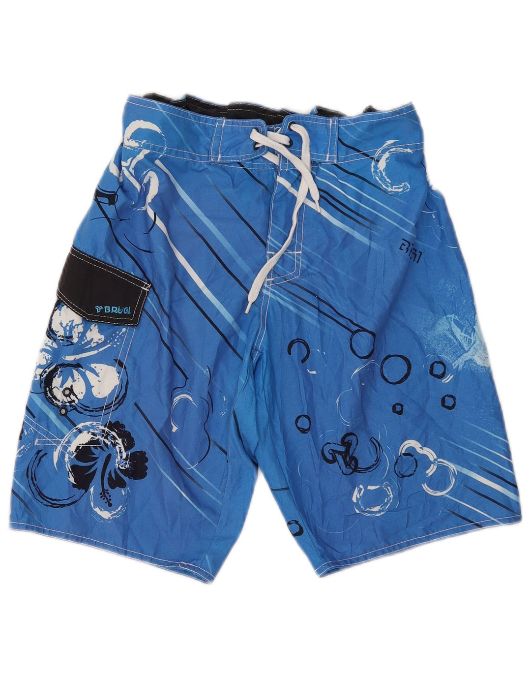 Shorts de natação masculino Brugi gráfico pequeno azul floral poliéster