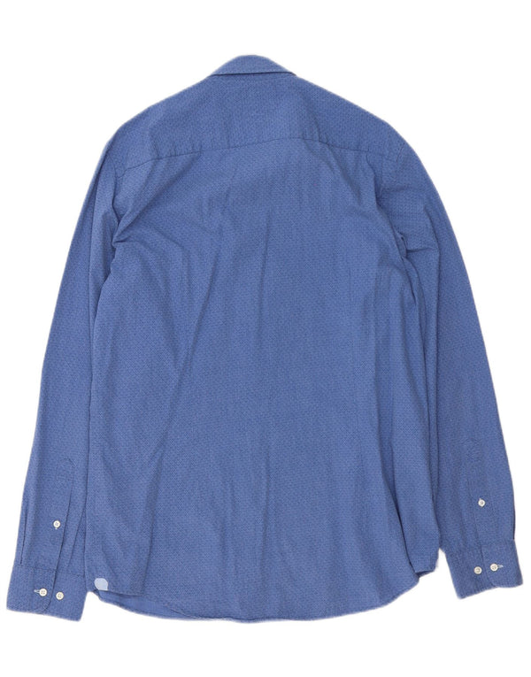 Tommy Hilfiger Mens Slim Fit Camisa XL Azul Geométrico Algodão