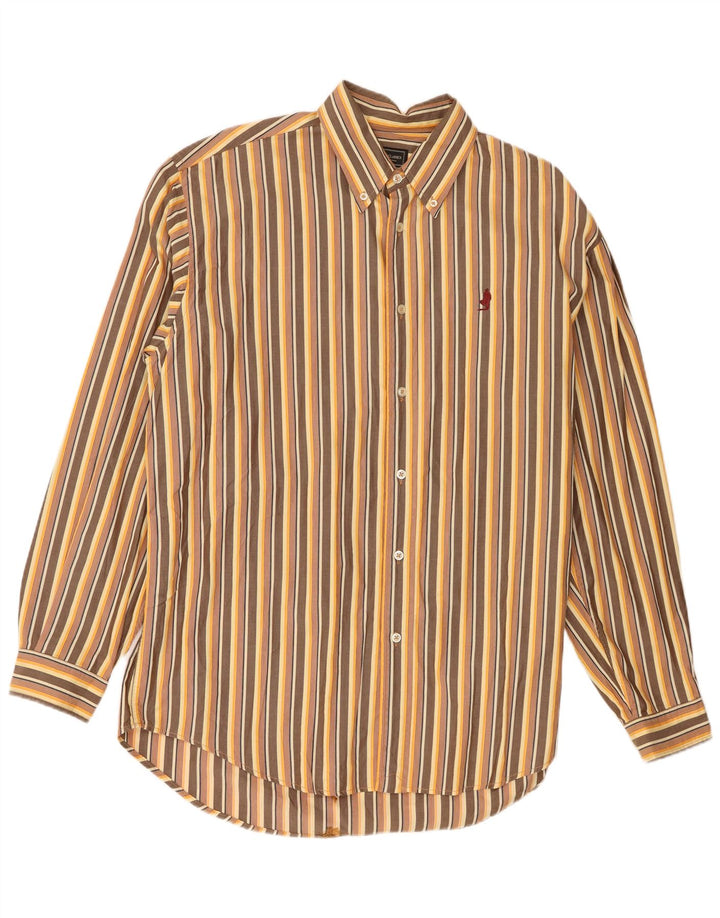 Camisa masculina Marlboro Classics Regular Fit XL de algodão listrado marrom