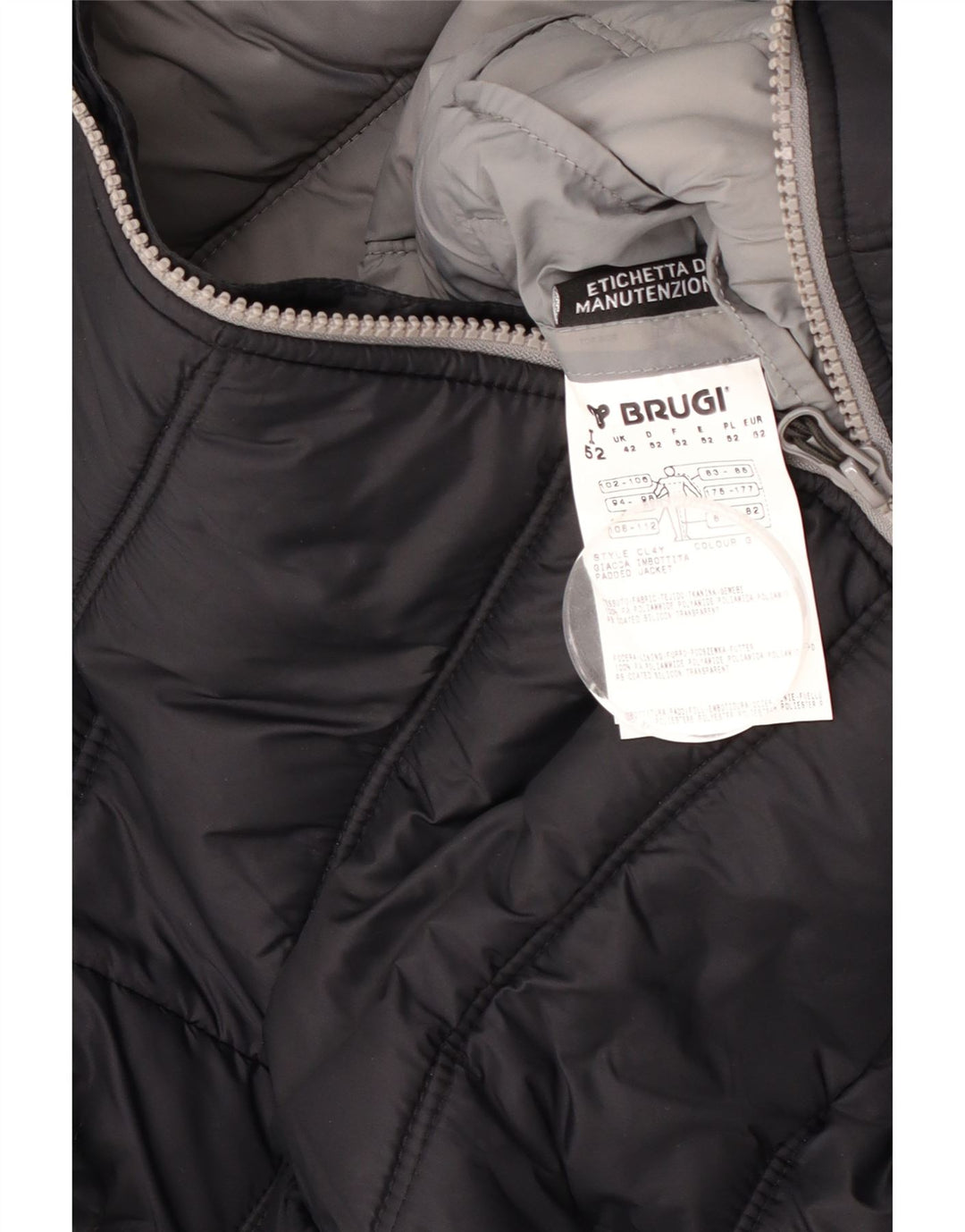 Jaqueta masculina acolchoada com capuz Brugi IT 52 XL poliamida preta