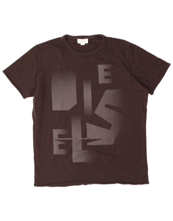 Diesel Camiseta masculina gráfica Top grande de algodão preto