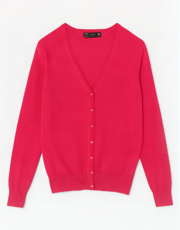 Suéter cardigã feminino Zara Reino Unido 12 algodão rosa médio
