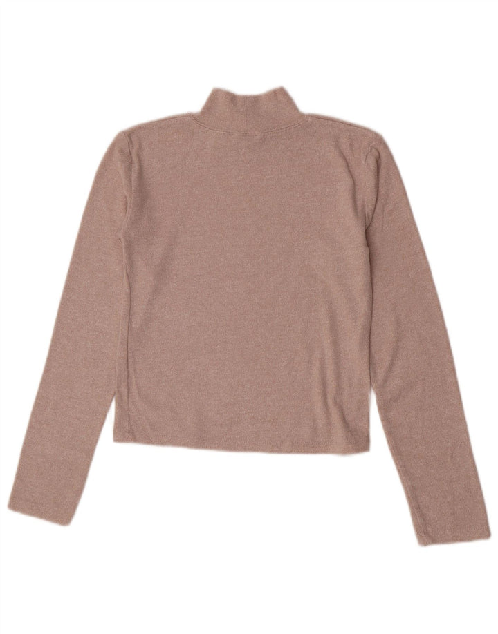 Zara Womens Crop Top Manga Longa Reino Unido 12 Médio Bege