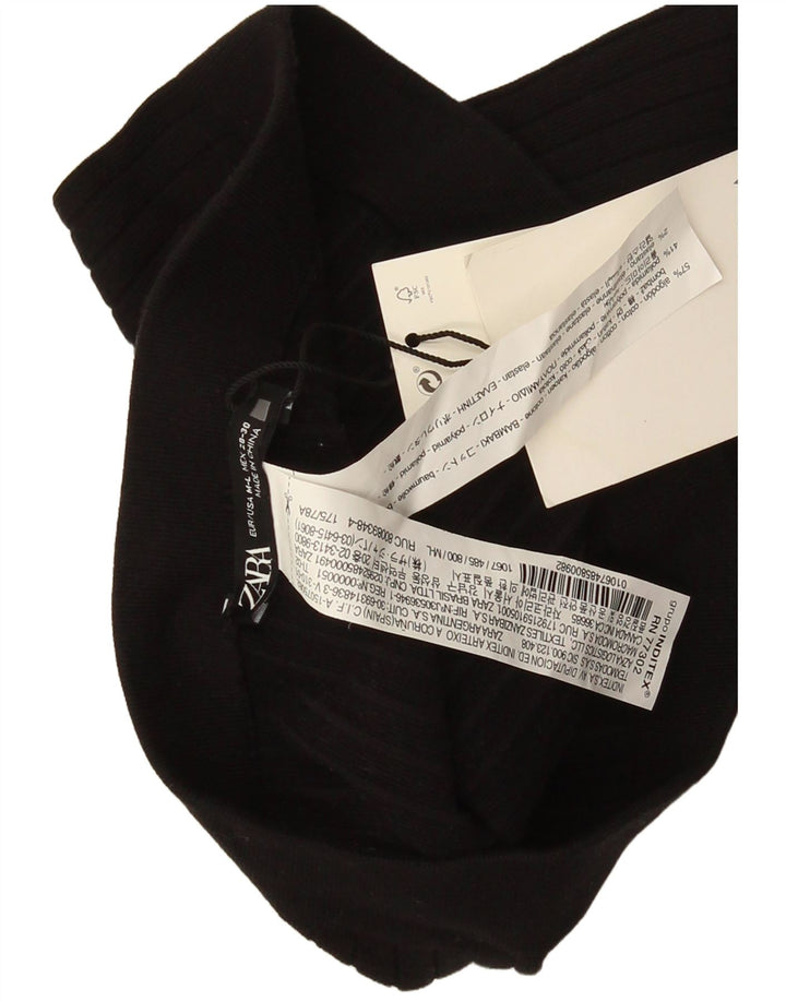 Zara Womens Stirrup Leggings UK 12 Médio Algodão Preto