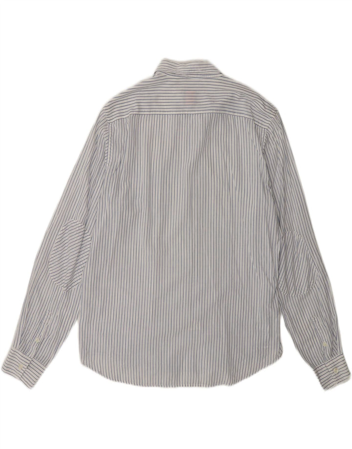 SUN68 Camisa masculina transparente XL branca listrada de algodão clássica