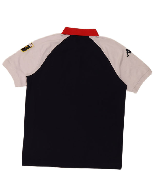 Camisa polo masculina Kappa Gara Graphic Rugby grande azul marinho algodão colorblock