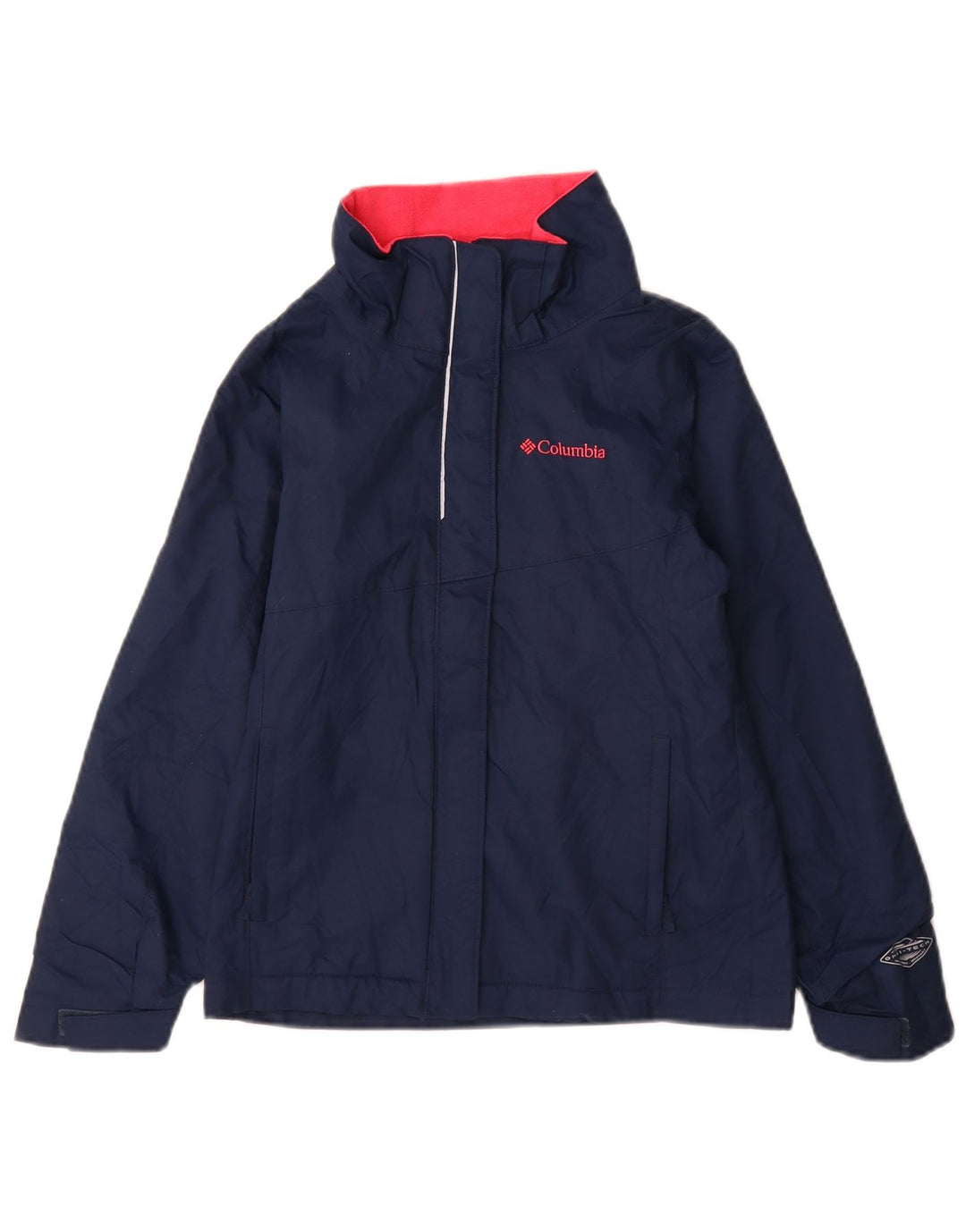 Jaqueta corta-vento feminina Columbia 9-10 anos pequena azul marinho nylon