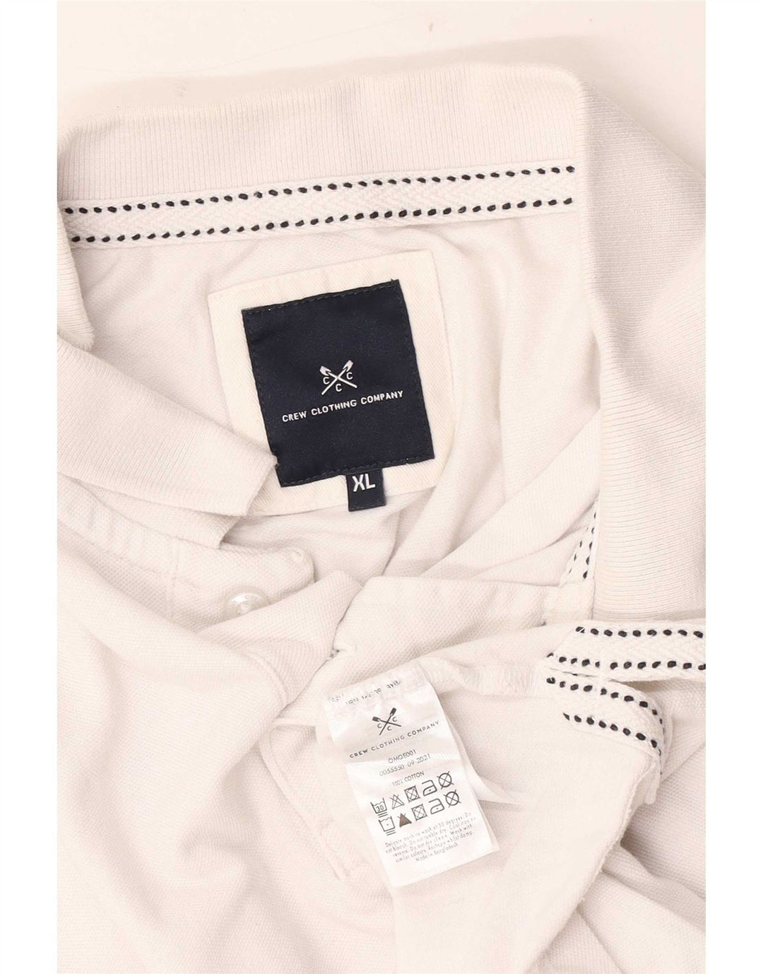 Camisa polo masculina XL de algodão branco da Crew Clothing