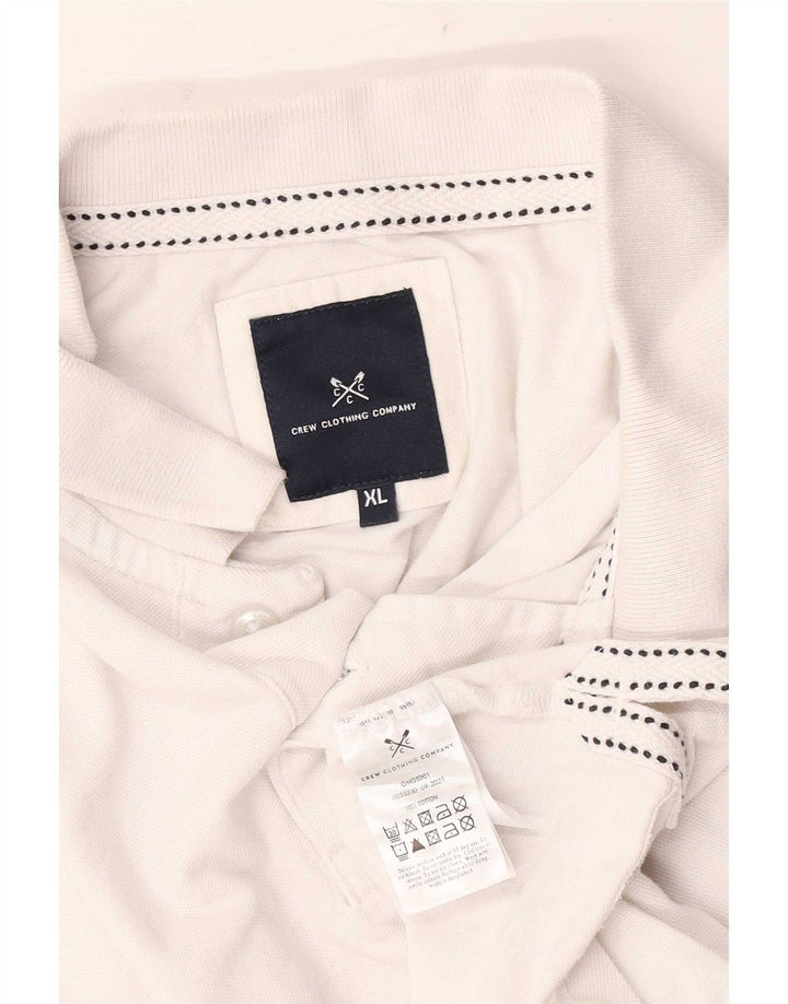 Camisa polo masculina XL de algodão branco da Crew Clothing