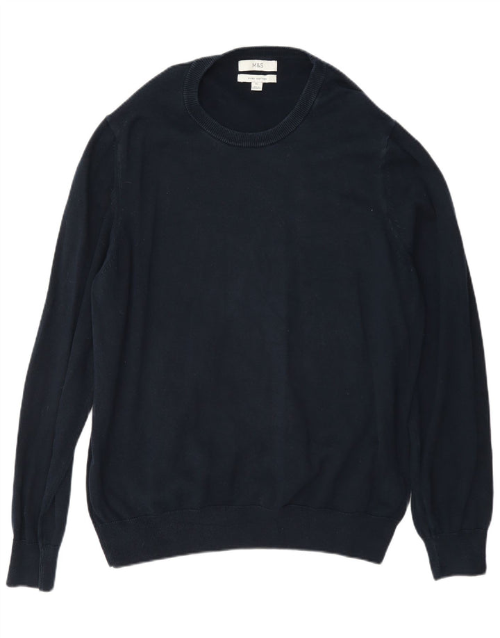 Suéter masculino Marks & Spencer com gola redonda XL azul marinho clássico