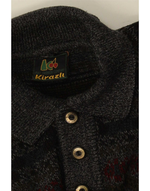 Camisa polo masculina vintage XL cinza Fair Isle