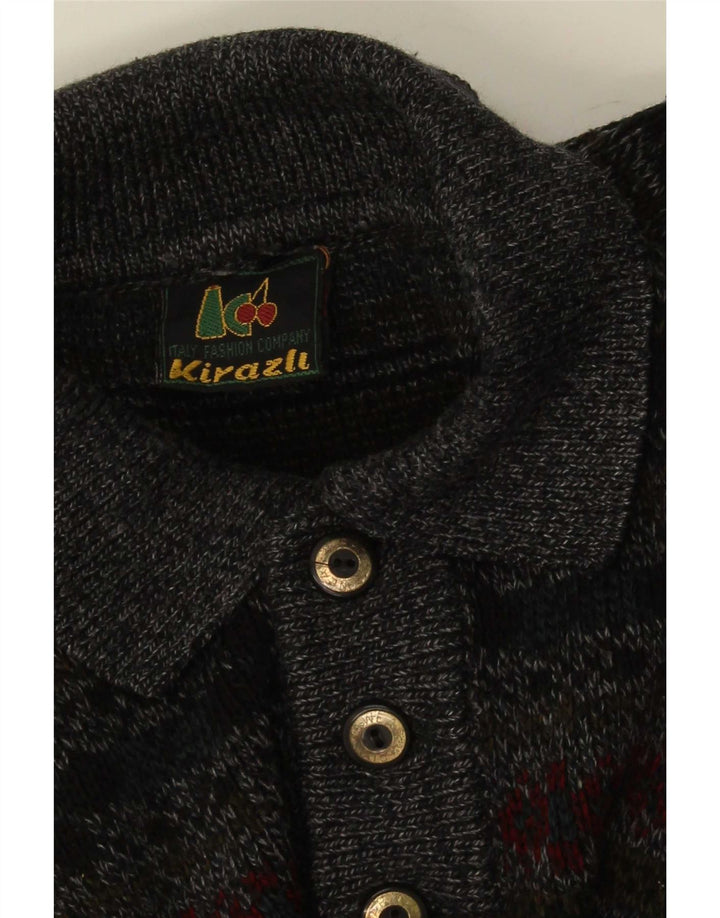 Camisa polo masculina vintage XL cinza Fair Isle