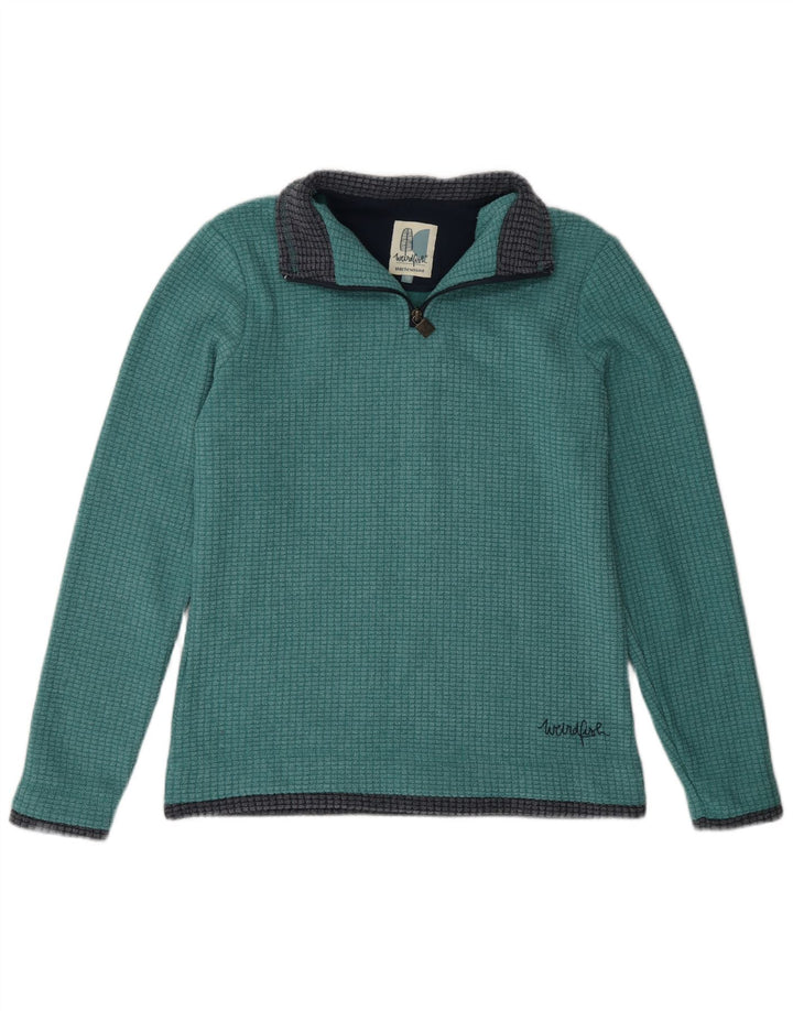 Suéter de lã feminino Weird Fish com zíper e gola grande Reino Unido 10 pequeno verde