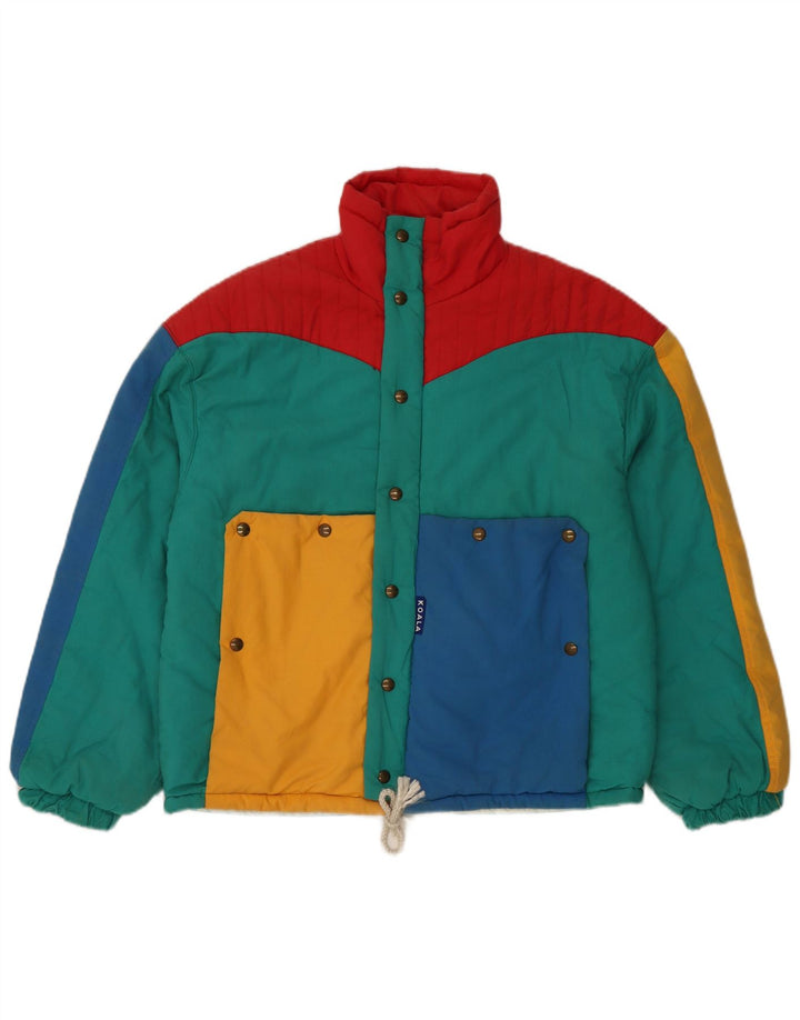 Jaqueta acolchoada com capuz feminino vintage IT 42 Medium Multicolor Colorblock