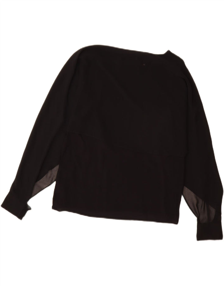 Blusa feminina de manga comprida ZARA UK 14 grande poliéster preto