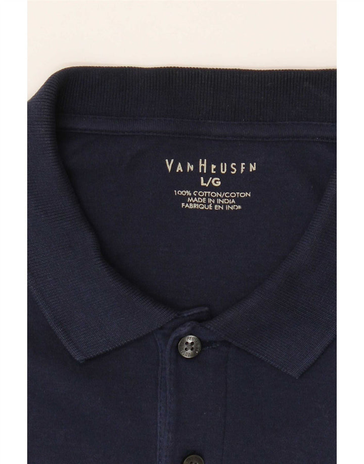 Camisa pólo masculina Van Heusen grande algodão azul marinho