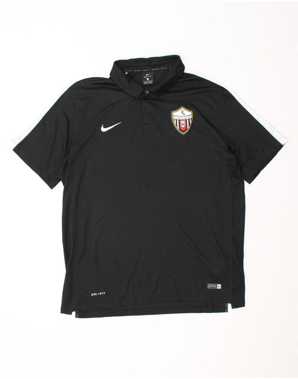 Camisa polo masculina Nike Dri Fit gráfica grande preta colorida em poliéster