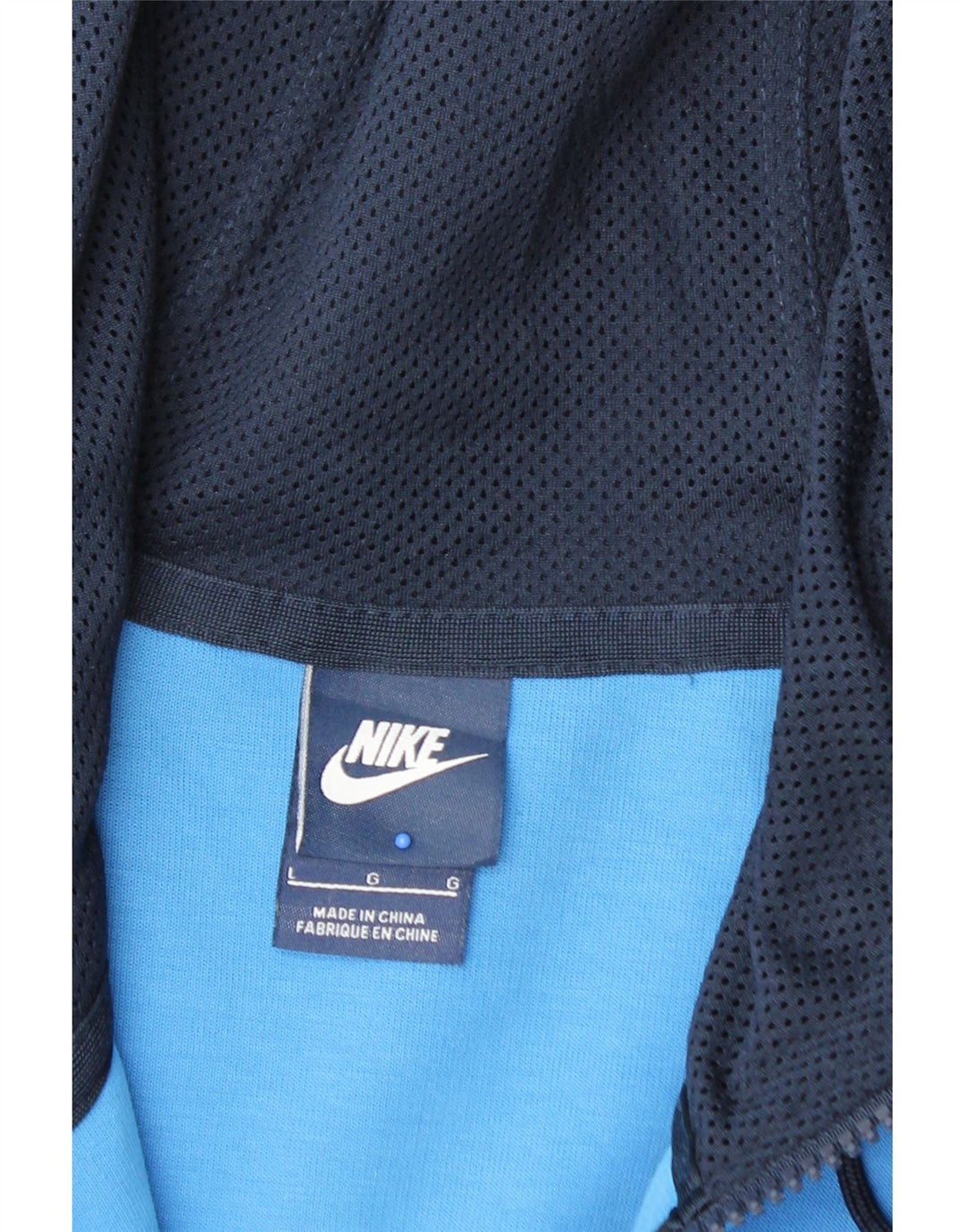 Suéter masculino NIKE com capuz e zíper grande azul marinho de algodão colorido