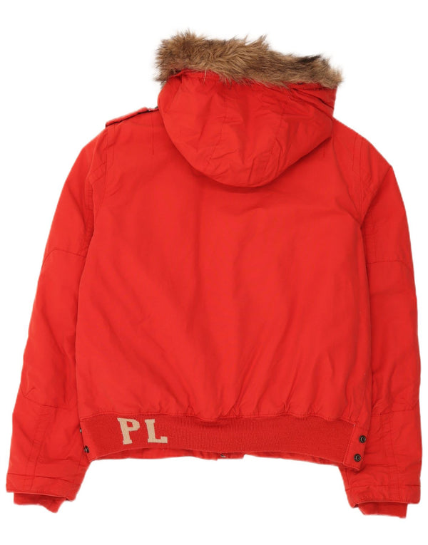 Jaqueta acolchoada com capuz masculina Playlife UK 40 grande algodão vermelho