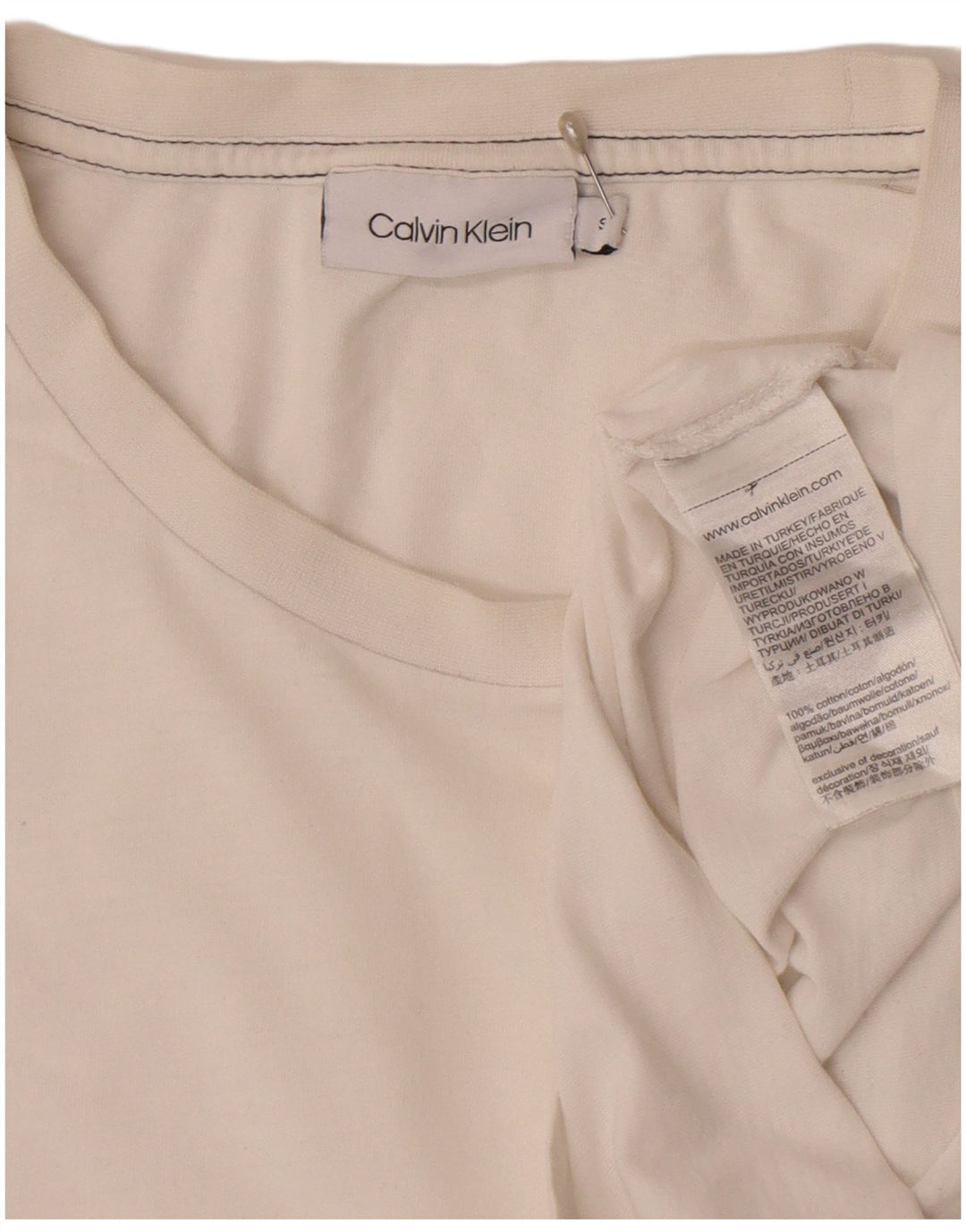 Calvin Klein Camiseta masculina top pequeno algodão branco