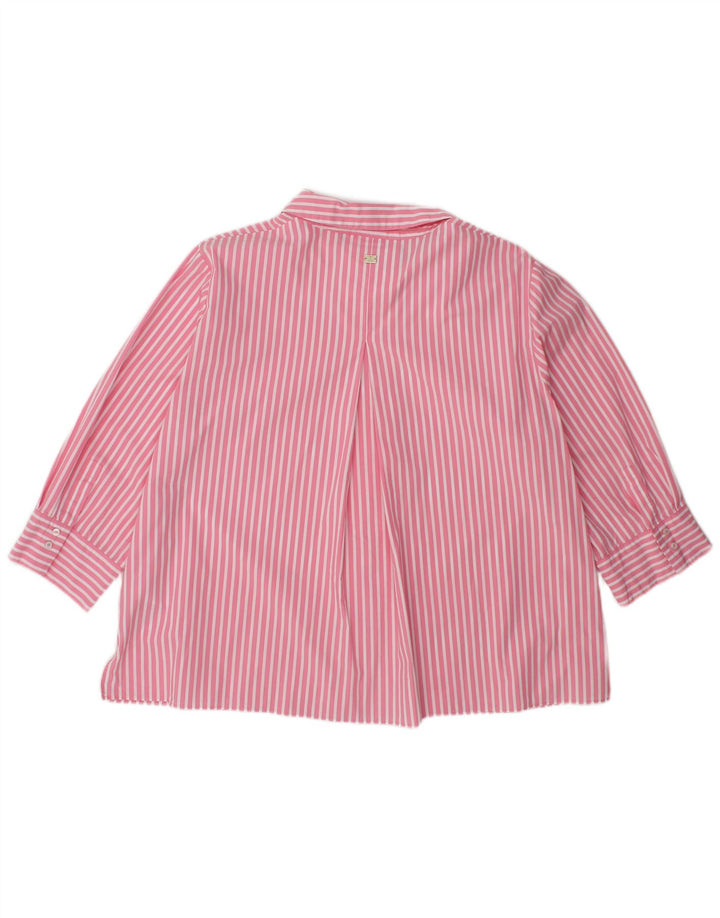 Blusa feminina JOOP manga 3/4 Reino Unido 14 algodão listrado rosa médio