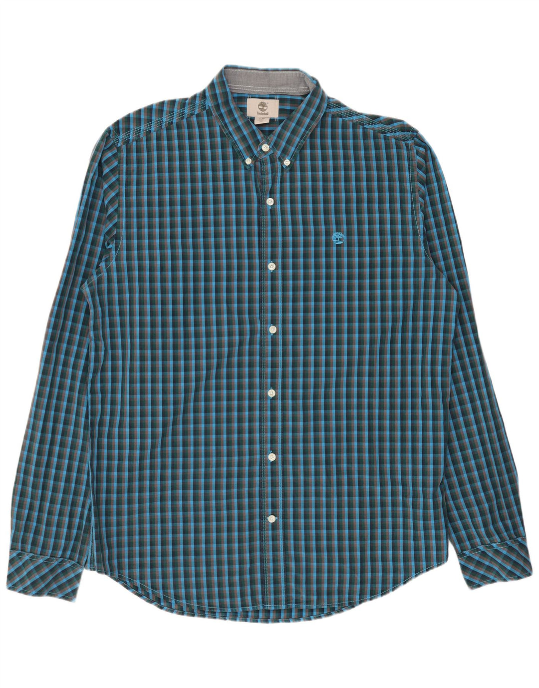 Camisa masculina slim fit TIMBERLAND grande algodão xadrez azul