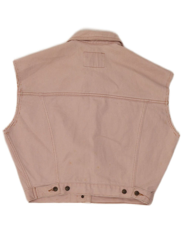 Colete jeans feminino Laura Biagiotti UK 14 algodão rosa médio